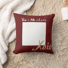 Cojín Decorativo You + Me = Love Valentine XO Photo Script Red Gold