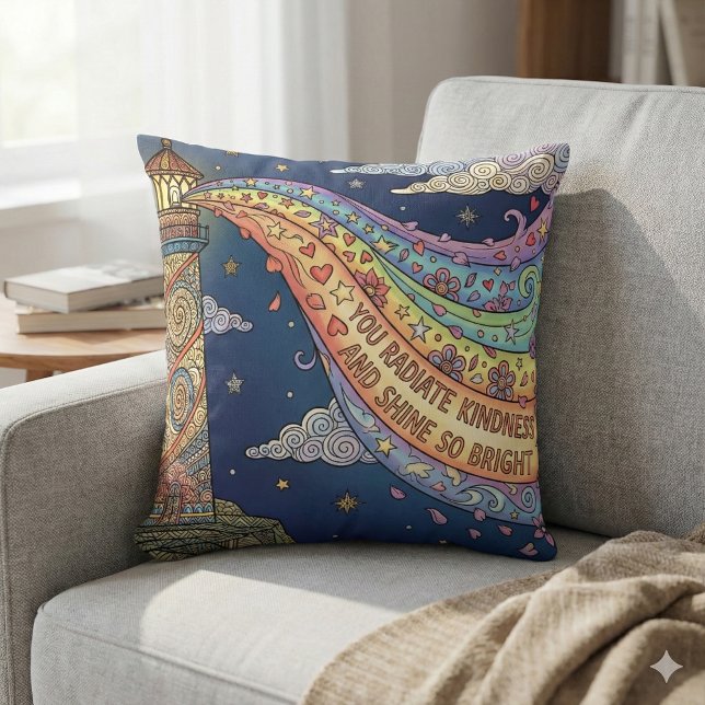 Cojín Decorativo You Radiate Kindness Photo Throw Pillow (Empower someone special with this, "You radiate kindness and shine so bright" photo pillow!)