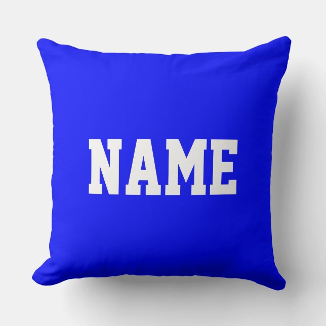 Cojín Decorativo YOUR NAME Fun Athletic Text On Bright Royal Blue (Anverso)