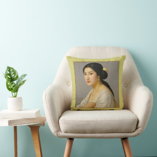 Cojín Decorativo "Yuki Mori" Retrato de mujer de arte fino