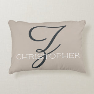 Cojín Decorativo Z Inicial Caligrafía Nombre Taupe Marrón Neutro Ch