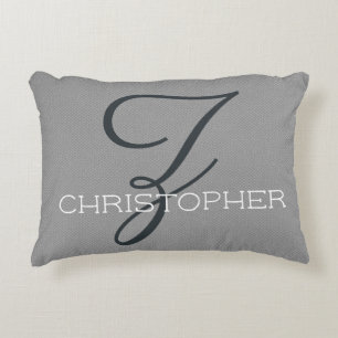 Cojín Decorativo Z Nombre personalizado inicial Negro Blanco Gris