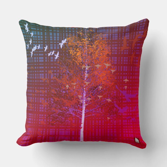 Cojín Decorativo ZALMAXI ORIGEN árbol abstracto violeta de bleu roj (Anverso)