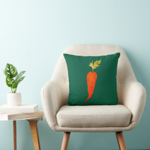Cojín Decorativo Zanahoria juguetona de acuarela