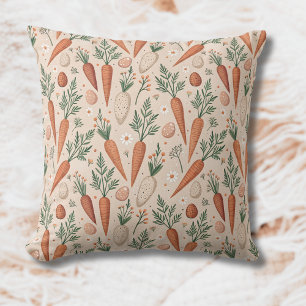 Cojín Decorativo Zanahorias Elegantes Vintage con Flores y Huevos P
