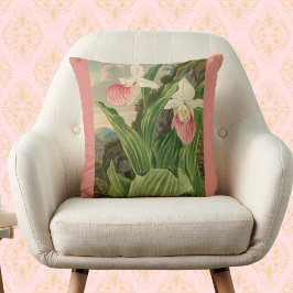 Cojín Decorativo Zapatilla Rosa Dama Floral Vintage Orquídea Botáni