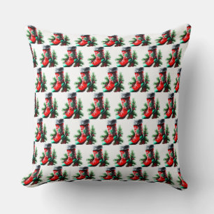 Cojín Decorativo zapato de Navidades rojos con un árbol de Navidad