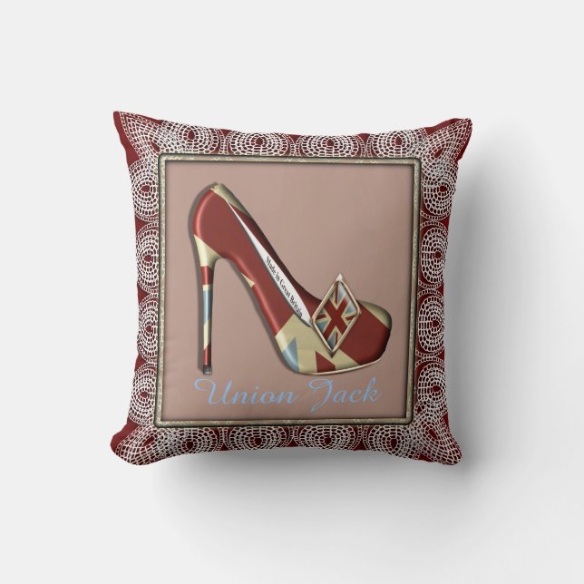 Cojín Decorativo Zapato de tacón alto de Union Jack de Inspiración  (Anverso)