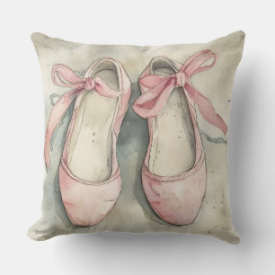 Cojín Decorativo Zapatos planos de ballet con lazo rosa pastel vint