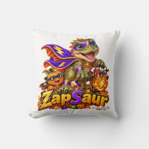Cojín Decorativo ZapSaur Dinosaur Lindo Superhéroe Halloween Niños
