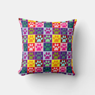 Cojín Decorativo Zarpas Multicolores en Cuadrados Multicolores