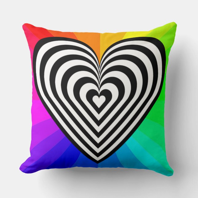 COJÍN DECORATIVO ZEBRA HEART RAINBOW PATTERN (Anverso)