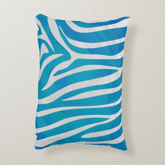 Cojín Decorativo Zebra Silhouette azul y blanco (Atrás (Vertical))