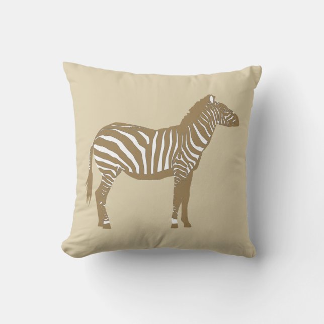 Cojín Decorativo Zebra - Taupe Tan y Blanco (Anverso)