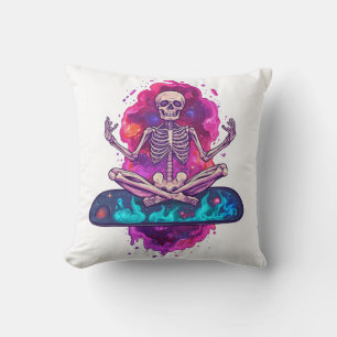 Cojín Decorativo Zen hasta el hueso � Esqueleto de Yoga Espacial Di
