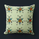 Cojín Decorativo "Zen Tribal Totem"<br><div class="desc">High-quality seamless pattern featuring intricate tribal motifs and vibrant geometric shapes on a calming green background. A sophisticated and modern design perfect for professional home decor and lifestyle products."</div>