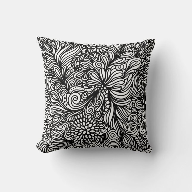 Cojín Decorativo Zentangle flower and paisley doodle design (Anverso)
