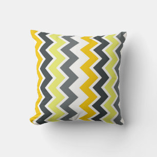 COJÍN DECORATIVO ZIG-ZAG, AMARILLO Y GRIS