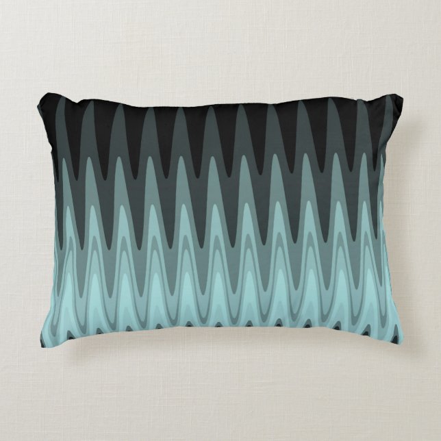 Cojín Decorativo Zig Zag Black Verde azulada Grey Pattern (Anverso)