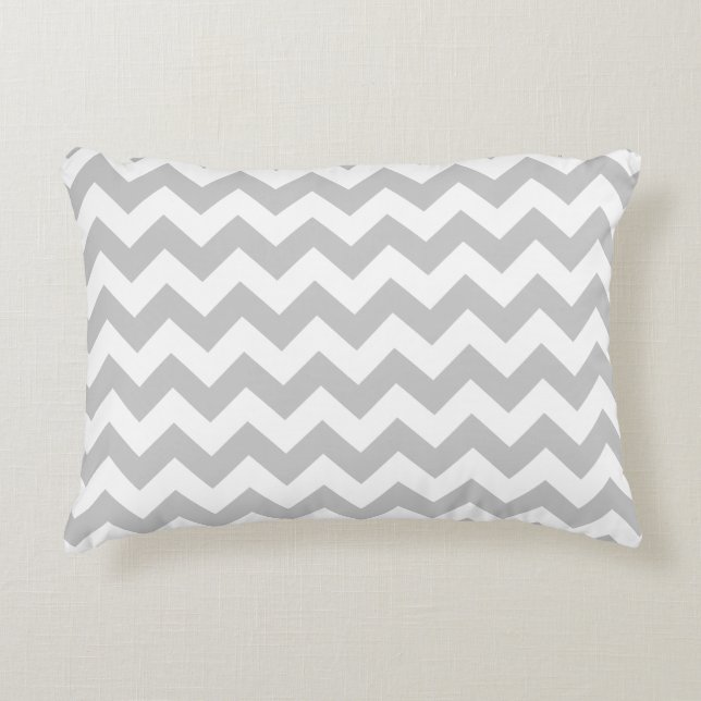 Cojín Decorativo Zig Zag Chevron Gris (Anverso)