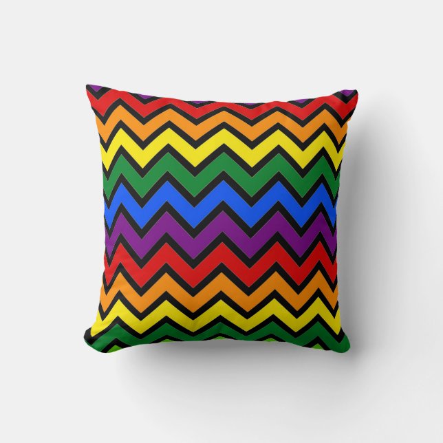 Cojín Decorativo Zigzag Arcoiris lanza su costra (Anverso)