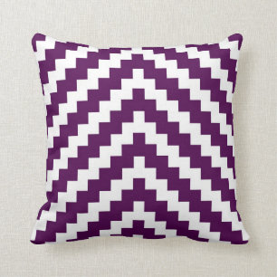 Cojín Decorativo Zigzag azteca en ciruelo púrpura y blanco