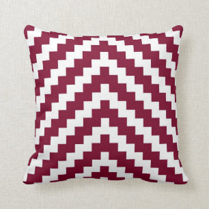 Cojín Decorativo Zigzag azteca en rojo y blanco del arándano