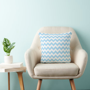 Cojín Decorativo Zigzag Azul, Chevron Azul, Patrón Geométrico