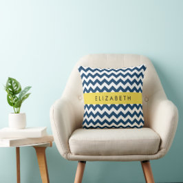 Cojín Decorativo Zigzag azul de la marina, protector azul de la mar