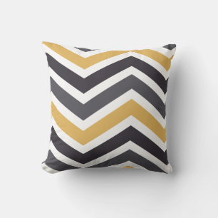 Cojín Decorativo ZigZag Chevron Oro Y Gris