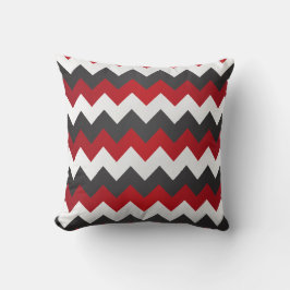Cojín Decorativo ZigZag, Chevron rojo oscuro, gris y blanco