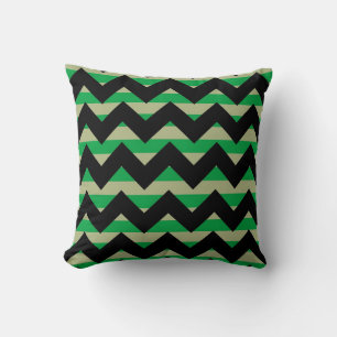 Cojín Decorativo Zigzag de galón verde