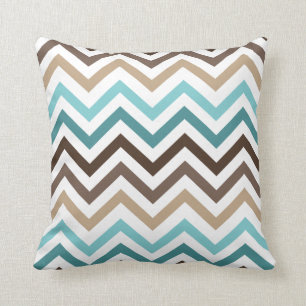 Cojín Decorativo Zigzag fresco Brown azul del modelo de Chevron