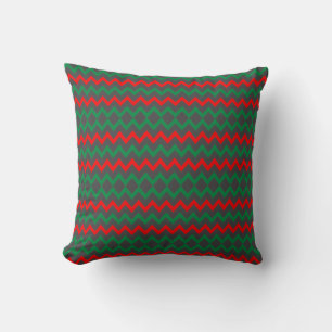 Cojín Decorativo ZigZag gris verde rojo