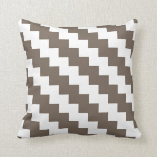 Cojín Decorativo Zigzag moderno en de color topo y blanco