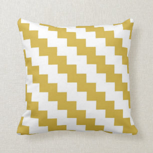 Cojín Decorativo Zigzag moderno en mostaza y blanco