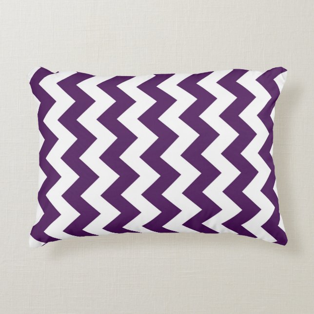 Cojín Decorativo Zigzag morado y blanco (Anverso)