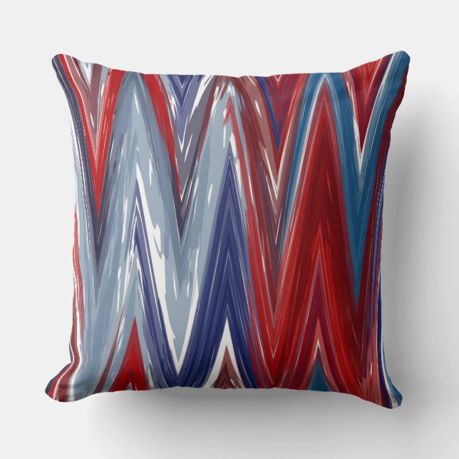 Cojín Decorativo Zigzag rojo blanco y azul (Anverso)