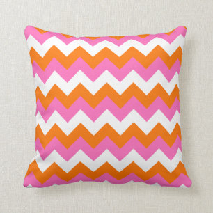 Cojín Decorativo Zigzag rosa blanco y naranja