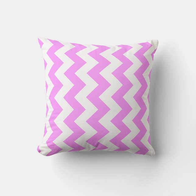 Cojín Decorativo Zigzag rosa y blanco (Anverso)