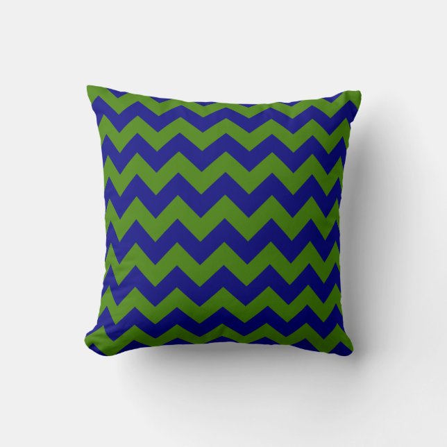 Cojín Decorativo Zigzag verde y azul marino (Anverso)