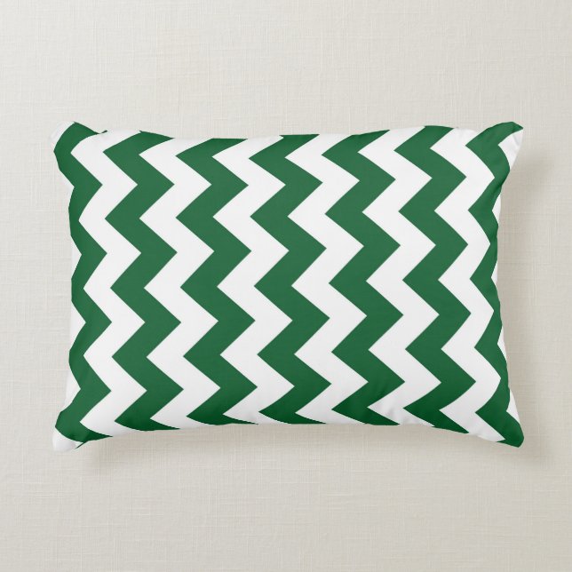Cojín Decorativo Zigzag verde y blanco (Anverso)