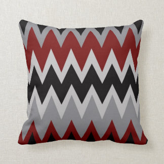 Cojín Decorativo Zigzags en gris y negro rojos