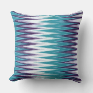 Cojín Decorativo Zigzags turquesa, blanco y morado