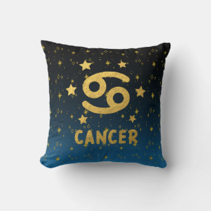 Cojín decorativo Zodiac Blue y Gold del cáncer