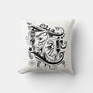 Cojín Decorativo Zodiac - Gemini - Blanco y negro