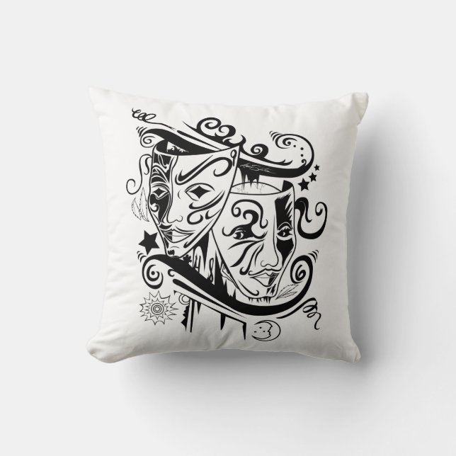Cojín Decorativo Zodiac - Gemini - Blanco y negro (Anverso)