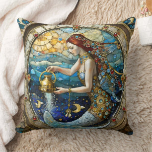 Cojín Decorativo Zodíaco - Acuario La Portadora de Agua Sirena