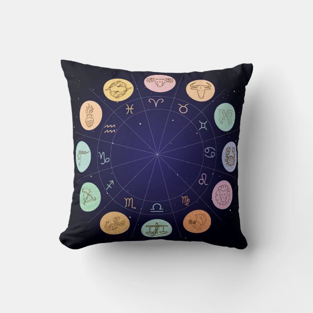 Cojín Decorativo Zodiaco colorido (Anverso)