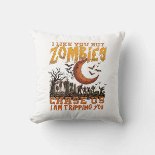 Cojín Decorativo Zombies nos persiguen Halloween Cementerio Luna Cr